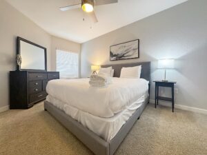 Modern apartment interior with seating area and kitchen island